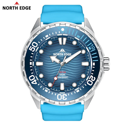 NORTH EDGE New TRITON Solar Powered Dive Watch Men Luxury Quartz Watches For Men 316L Stainless Steel Case Waterproof 300M