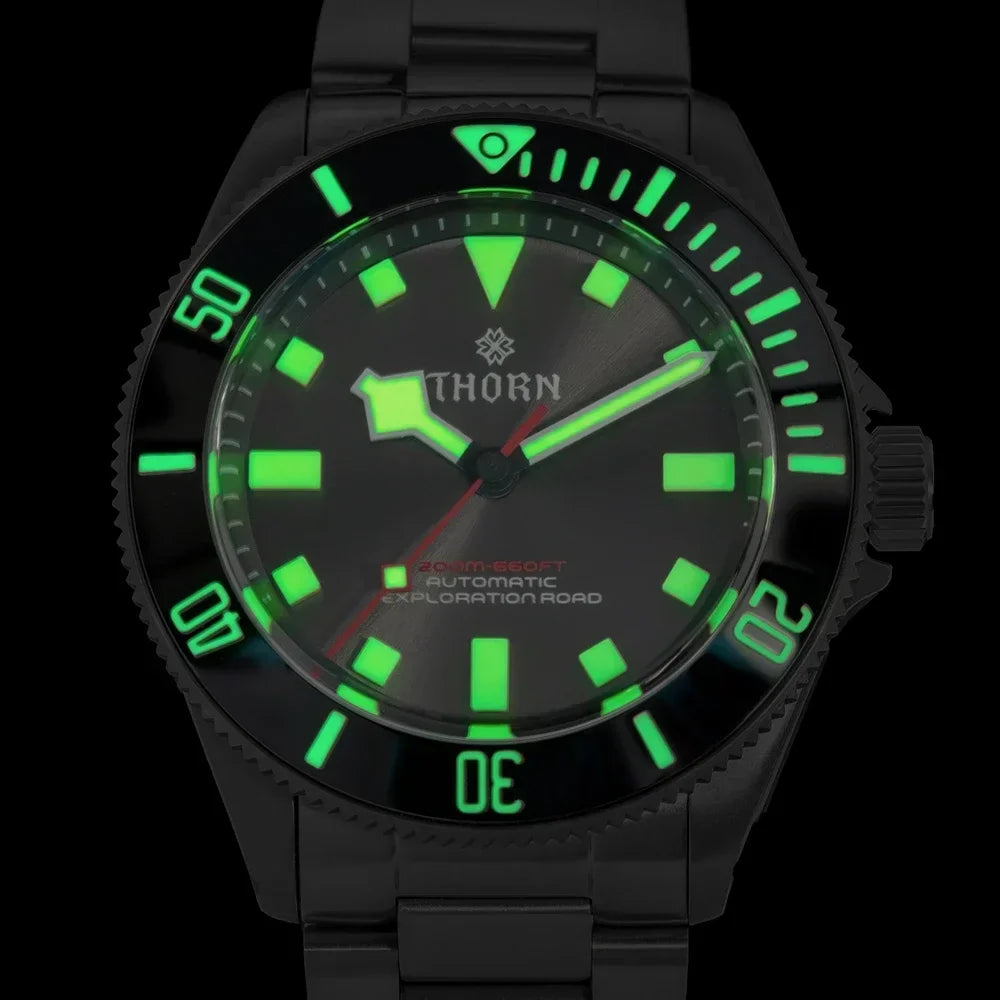 THORN 39mm Titanium Watch Men Homage Vintage PT5000 Movement Automatic Sapphire Crystal C3 Super Luminous 200M Waterproof Watch