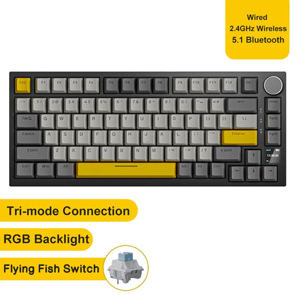 AJAZZ AK820 Pro Gaming Mechanical Keyboard Bluetooth 5.1 Wireless RGB Hot Swappable Gasket Keyboard with TFT Screen & Knob