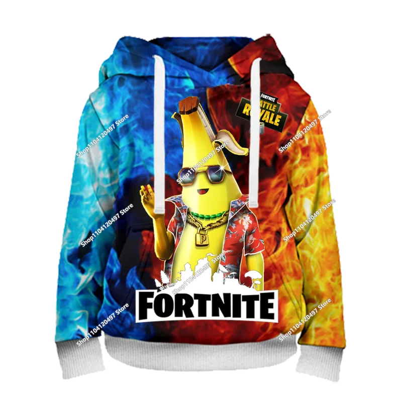Sweatshirts com capuz para rapaz e rapariga Fortnite, pullover infantil com impressão 3D, sweatshirts com capuz Battle Royale para homem, moda de outono, roupa infantil