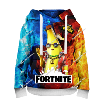 Sweatshirts com capuz para rapaz e rapariga Fortnite, pullover infantil com impressão 3D, sweatshirts com capuz Battle Royale para homem, moda de outono, roupa infantil