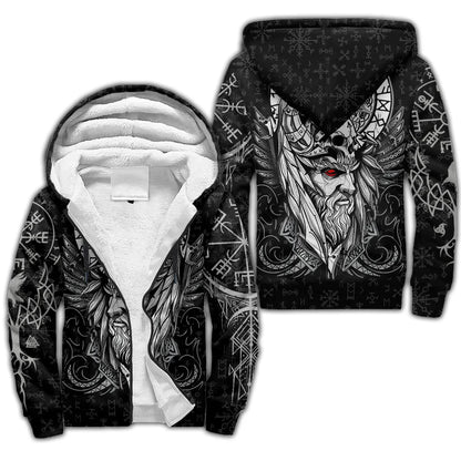 Odin Raven Fenrir Wolf Tattoo 3D Printed Mens Winter Thicker Zip Hoodie Unisex Casual Hooded Tracksuit Warm Fleece Jacket KD18