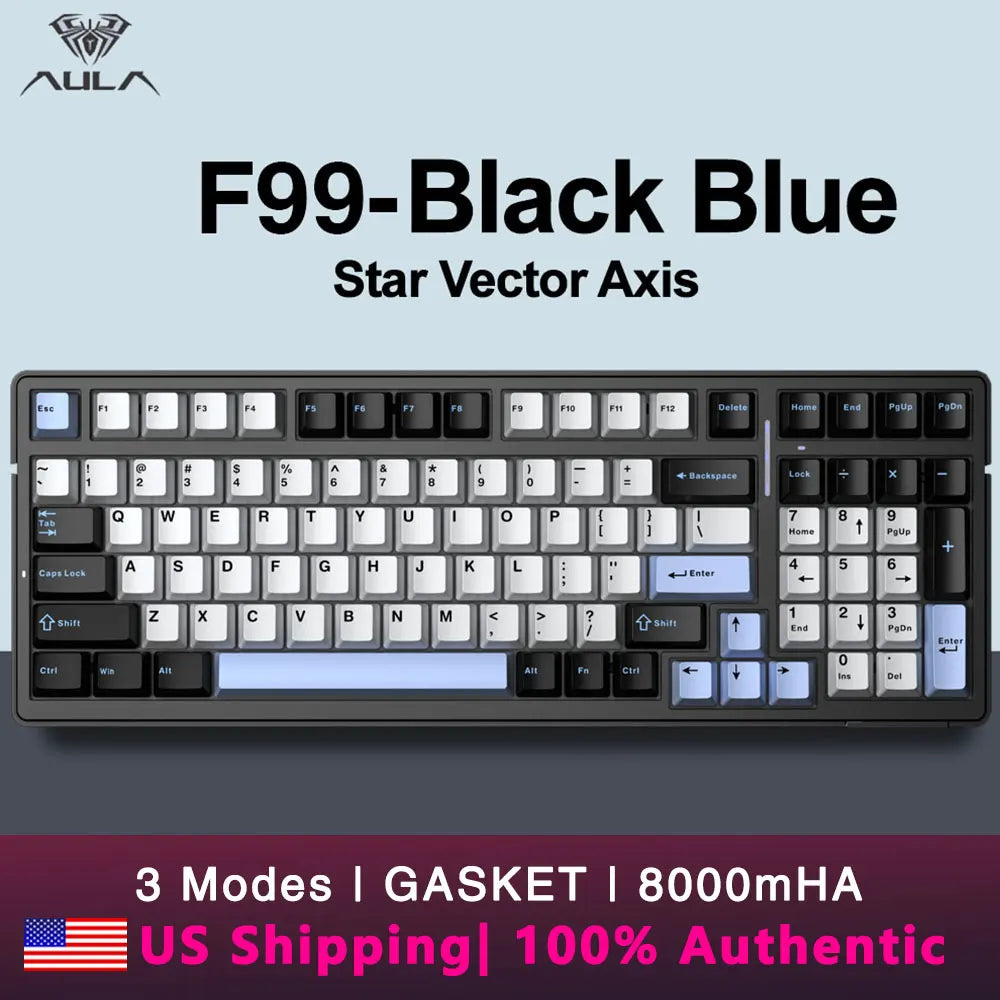 AULA F99 Wireless Mechanical Keyboard Tri-Mode Hot Swappable Custom Keyboard Gasket Structure for PC/Tablet/Xbox/PS4/PS5