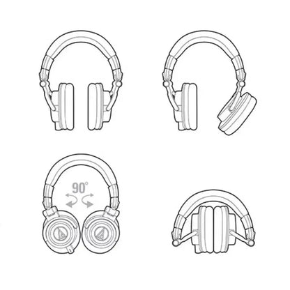 Audio-Technica ATH-M50x Professional Studio Monitor Headphones Hi-Fi Wired Over-Ear Headphones with Foldable Design for Music Production