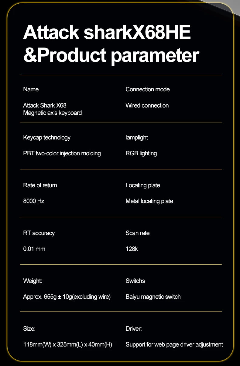Magnetische Switch-Tastatur ATTACK SHARK X68HE kabelgebunden und FREEWOLF F68 kabelgebunden F68Pro kabellos für Pro-Gaming 8K Hz 0.01mm Rapid Trigger