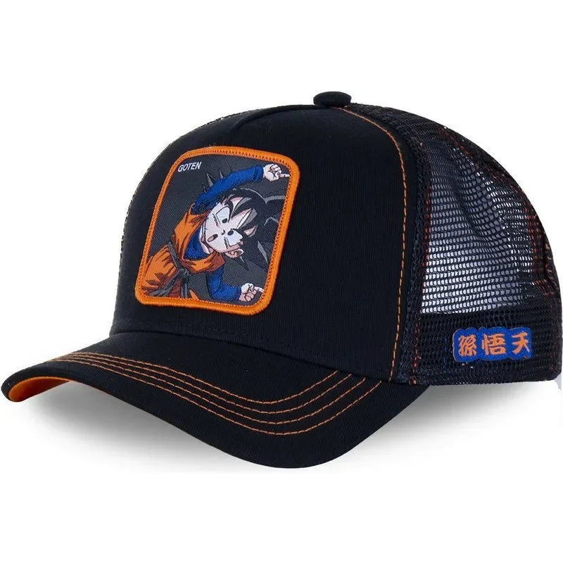 Cappellino da viaggio estivo Dragon Ball Buu Goku per uomo, con visiera, ricamo, stile hip-hop, visiera parasole, regolabile, in rete, tipo "trucker"