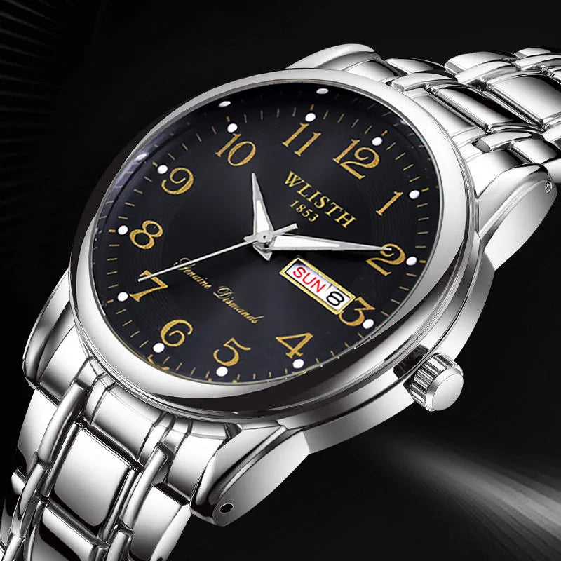 Luxury ladies’ watch, quartz watch, digital wristwatch, water-resistant, with calendar and backlight; fashionable and professional style, also suitable for men.