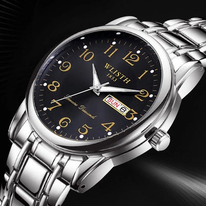 Luxury ladies’ watch, quartz watch, digital wristwatch, water-resistant, with calendar and backlight; fashionable and professional style, also suitable for men.