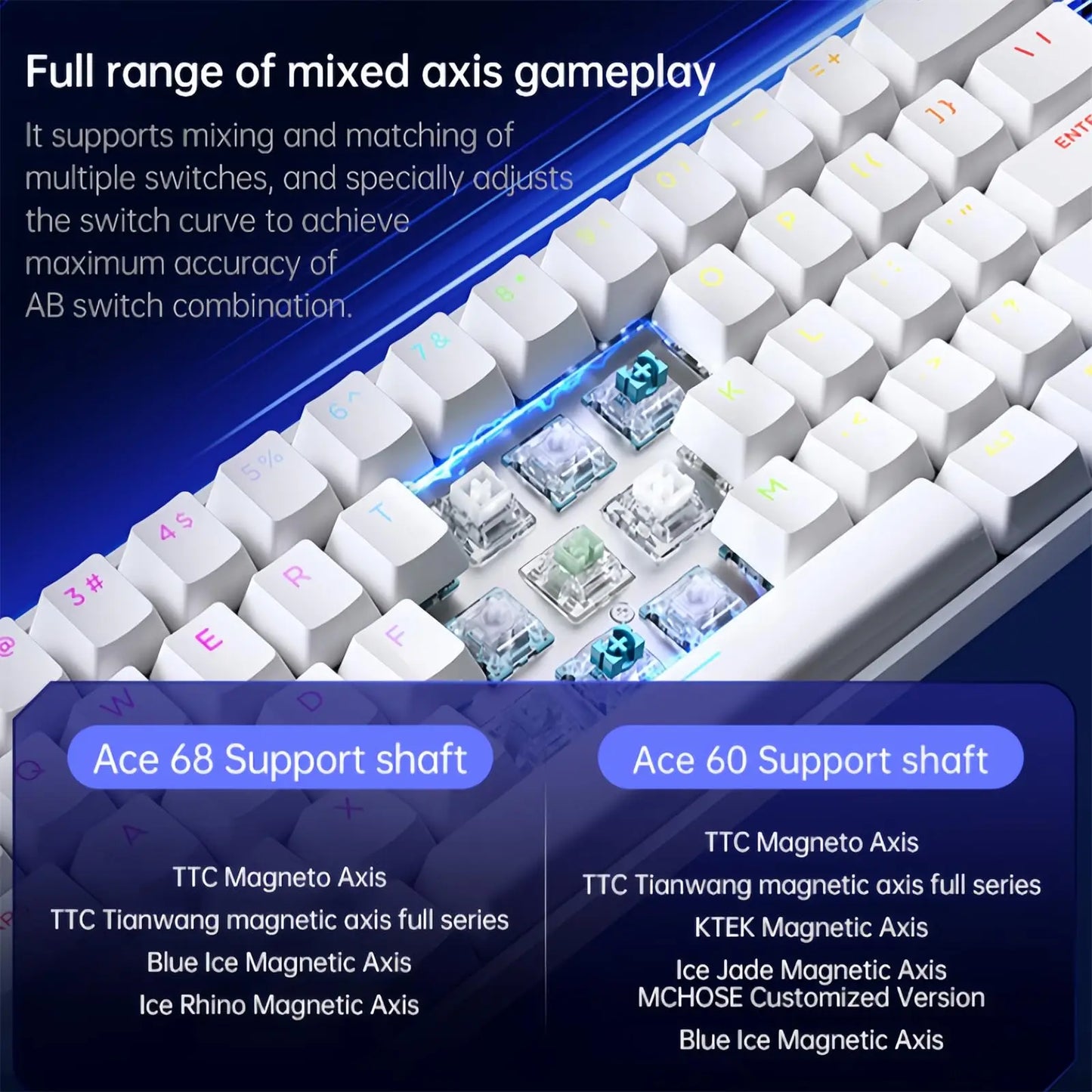 Teclado gaming MCHOSE ACE 68 con switches magnéticos Hall Effect, Rapid Trigger, RGB programable, 8K Hz y funciones DKS/MT/TGL/RS/SOCD