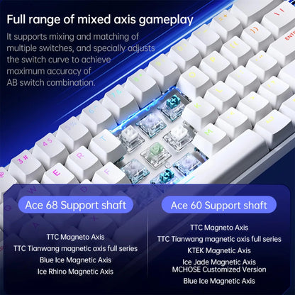 Teclado gaming MCHOSE ACE 68 con switches magnéticos Hall Effect, Rapid Trigger, RGB programable, 8K Hz y funciones DKS/MT/TGL/RS/SOCD