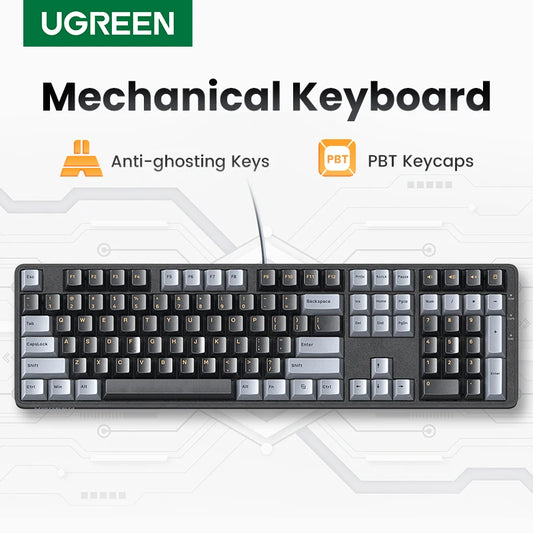 UGREEN Mechanische Tastatur 108 PBT-Tastenkappen Kabelgebundene Tastatur Red Switch Russisch/Koreanisch/EN für Desktop Laptop Windows Mac OS Gaming