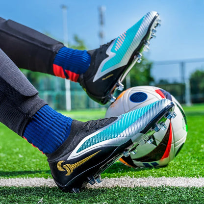 Męskie buty piłkarskie do sportu na świeżym powietrzu dla chłopców, z długimi kolcami, antypoślizgowe, oddychające, do meczów i treningów, buty piłkarskie dla dorosłych, wygodne