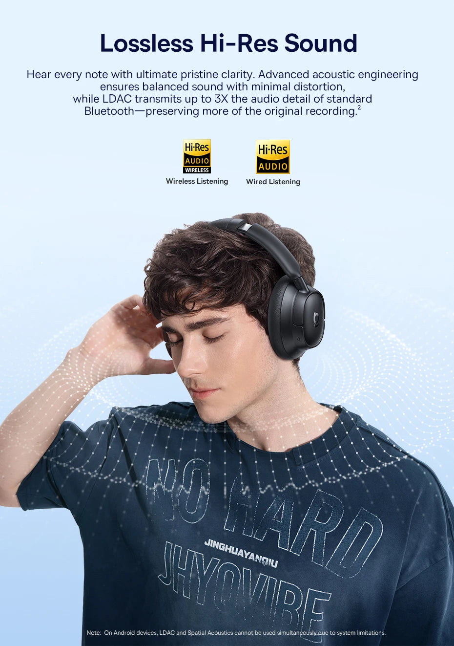 Baseus Bass EH10 NC Noise Cancelling Wireless Headphones Bluetooth 6.0 Over Ear Headset with 45dB ANC, 80H Battery, Hi-Res Audio & AI Calls