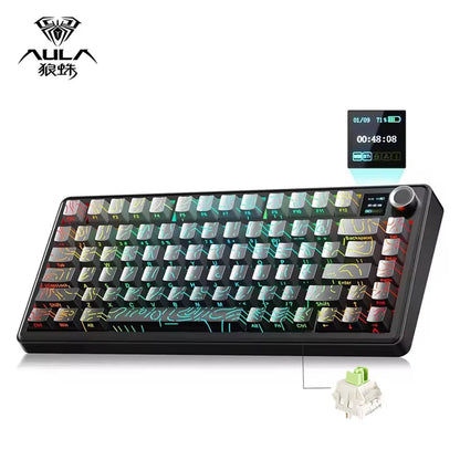 AULA F75/F75 MAX Gaming Mechanical Keyboard 2.4G Wireless/BT/Wired Keyboard 75% 81 Key Hot-Swap RGB Contour Line Office Keyboard