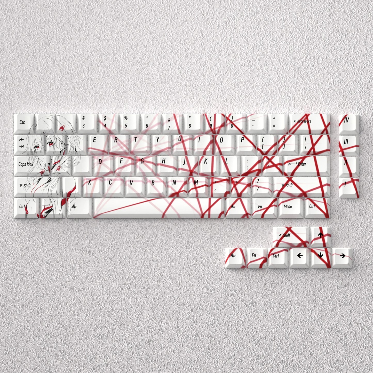 73 Keys PBT Dye Sublimation Cherry Yuzuriha Inori Anime for 60 65 68 Layout Mechanical Keyboard GK61 Anne Pro 2