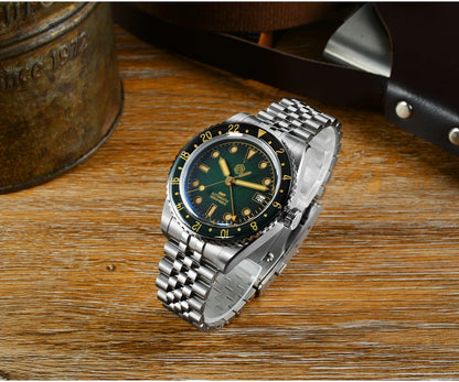 San Martin 2025 Men's Watches Retro NH34 GMT Sandwich Dial 40mm Bidirectional Sapphire Bezel Luxury Sports Watch 20Bar SN0134
