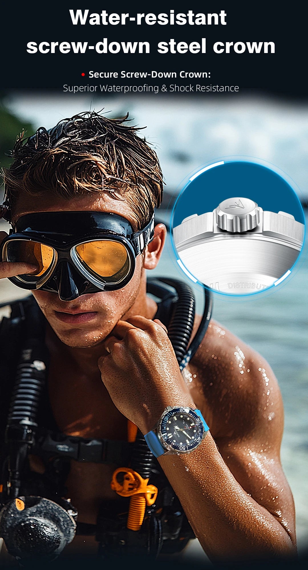 NORTH EDGE New TRITON Solar Powered Dive Watch Men Luxury Quartz Watches For Men 316L Stainless Steel Case Waterproof 300M