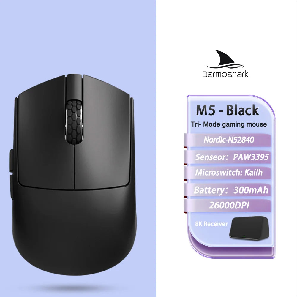 Darmoshark M5 Air Wireless Gaming Mouse Forged Carbon Fiber 30K DPI PAW3395 Sensor Lightweight Ergonomic Mouse for PC Gaming