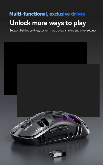 3-Mode Wireless Gaming Mouse with RGB Lighting, Lightweight Bluetooth Mouse, Rechargeable Esports Mouse for PC, Laptop & Gaming