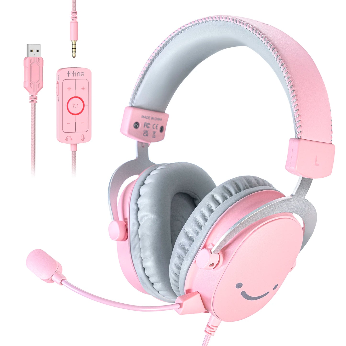 FIFINE Headset,3.5 mm jack&USB Headphone with 7.1 Surround Sound/volum control/Mute switch for PC/MAC/PS4/PS5 Mixer-H9