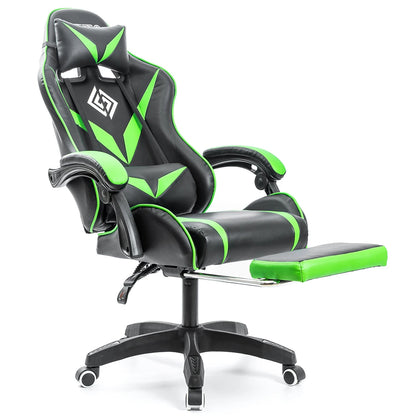 Ergonomic Gaming Chair with Massage, Footrest & Lumbar Support, Reclining Computer Gaming Chair with Adjustable Armrest and Headrest