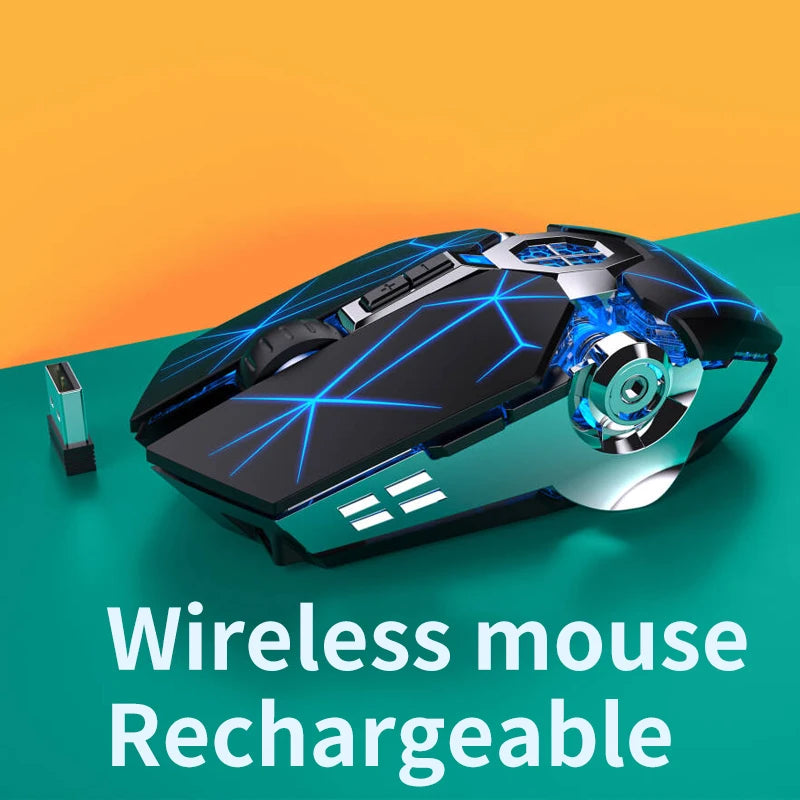 Rechargeable 2.4G Wireless Mouse 1600 DPI Silent Optical Mouse for Laptop, PC, MacBook, USB Wireless Computer Mouse with 6 Buttons