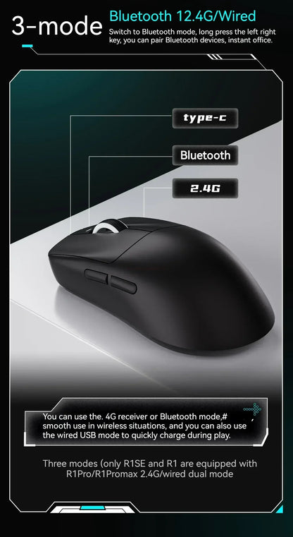 VXE Dragonfly R1 Pro Max Gaming Mouse, Wireless Bluetooth Gaming Mouse with PAW3395 Sensor, Rechargeable Lightweight Ergonomic Esports Mouse