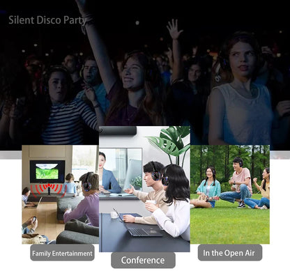 Silent Disco Wireless Headphones with LED Rechargeable Battery RF System for Silent Parties,Clubs,Meeting,Concert