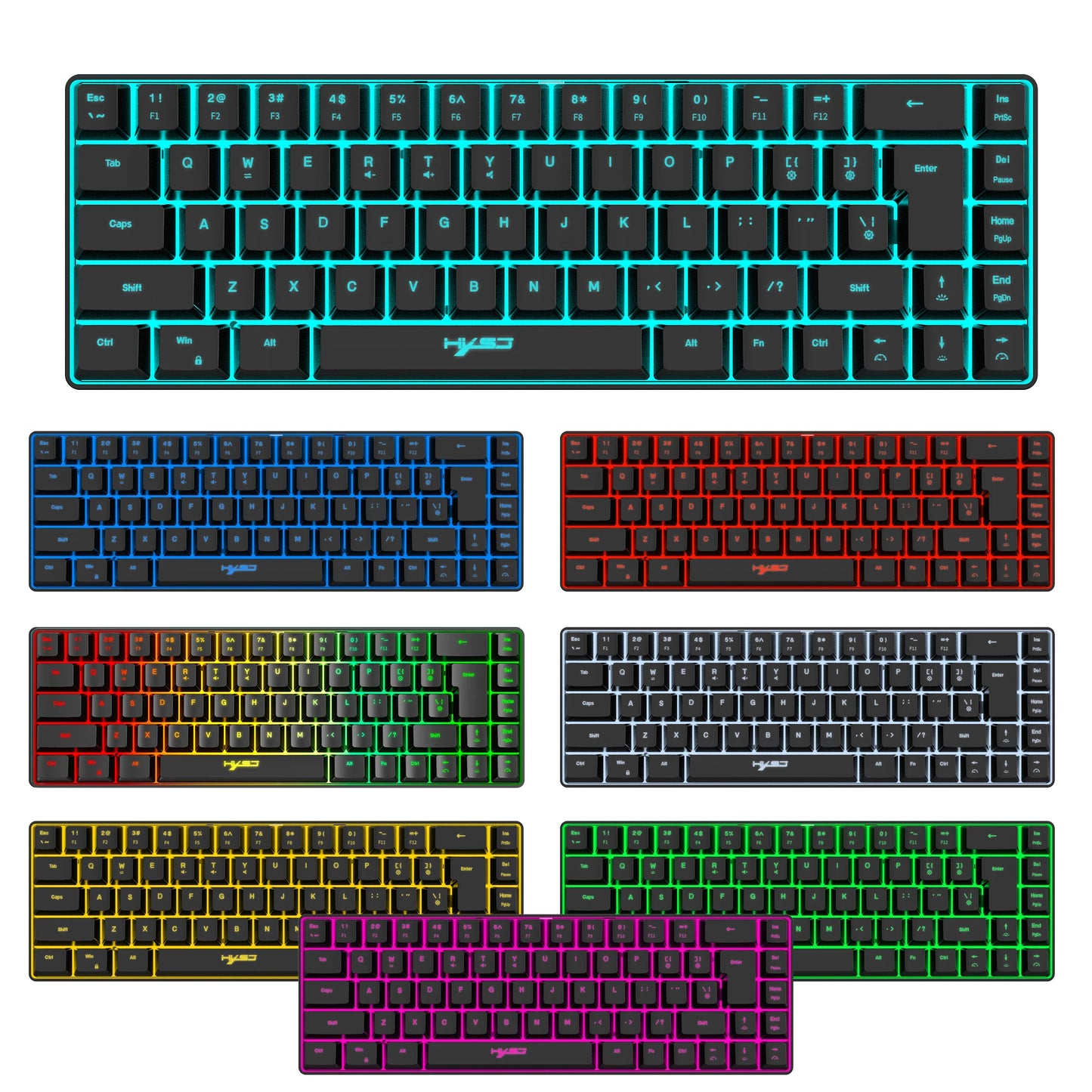 60% Percent Gaming Keyboard, Ergonomic Small Mini membrane Keyboard Compact RGB Backlit Keyboard for Windows, PC, Laptop, Gaming