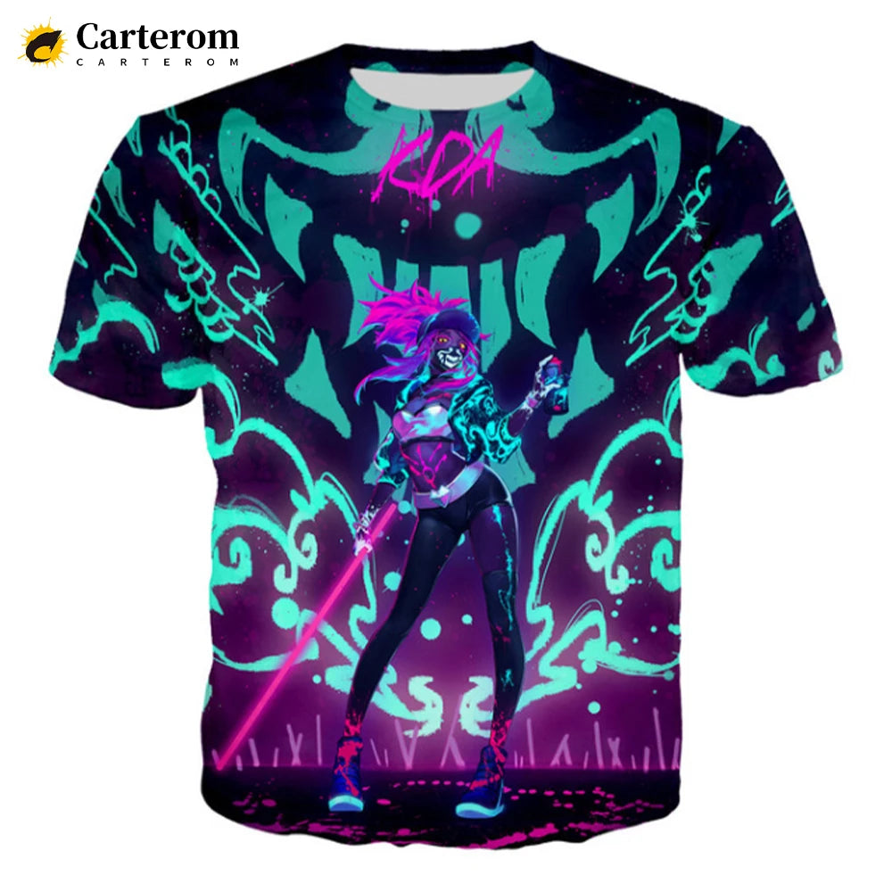 Sexy Akali 3D Print T-shirt League Of Legends T Shirt Men Women Fashion Casual Harajuku Style Tshirt Streetwear Cool Tops