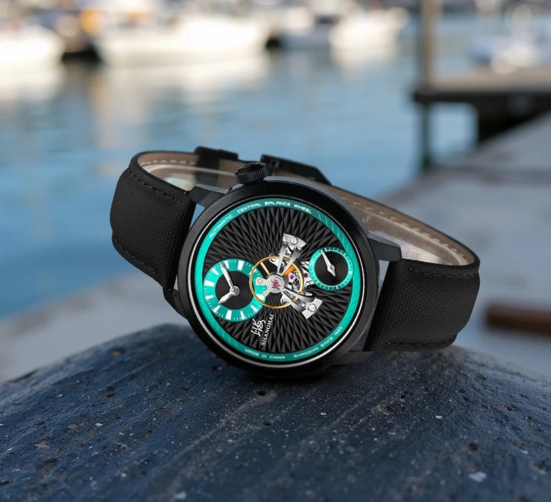 Shanghai Watch Sky Dome Men's Automatic Watches 42mm Center Flywheel Mechanical Wristwatch 5Bar Waterproof Watches Reloje S2101