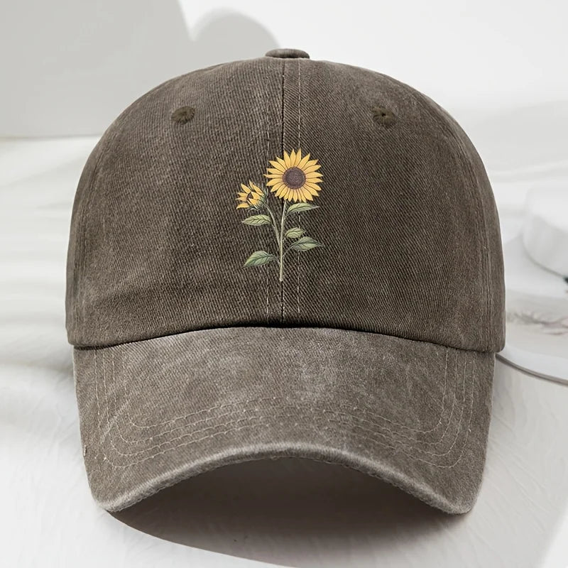 Retro Sunflower Pattern Baseball Hat Dad Hat, Suitable for Outdoor Sports, Fishing and Camping, Hiking Hat