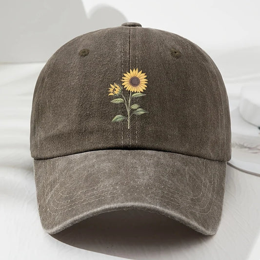 Retro Sunflower Pattern Baseball Hat Dad Hat, Suitable for Outdoor Sports, Fishing and Camping, Hiking Hat