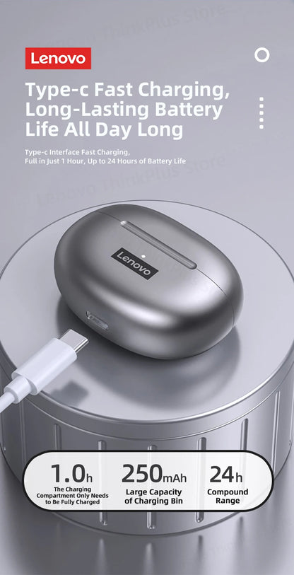 Lenovo LP5 TWS Wireless Bluetooth Earphones with Mic, Lenovo LP5 Gaming Earbuds Bluetooth 5.3 Headphones, Noise Cancelling Sports Earbuds with HD Calls & Charging Case