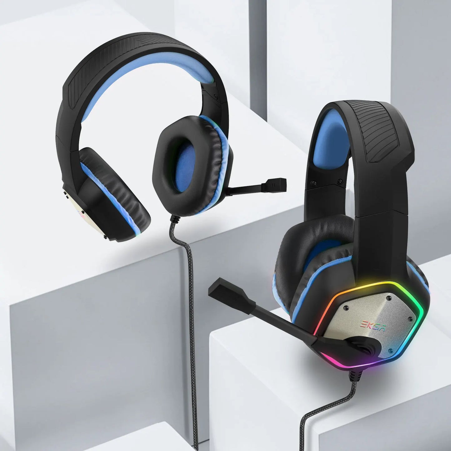 EKSA E1000 Gaming Headphones For PC/PS4/PS5 7.1 Surround RGB Gaming Headset Gamer USB Wired Headphones with Noise Cancelling Mic