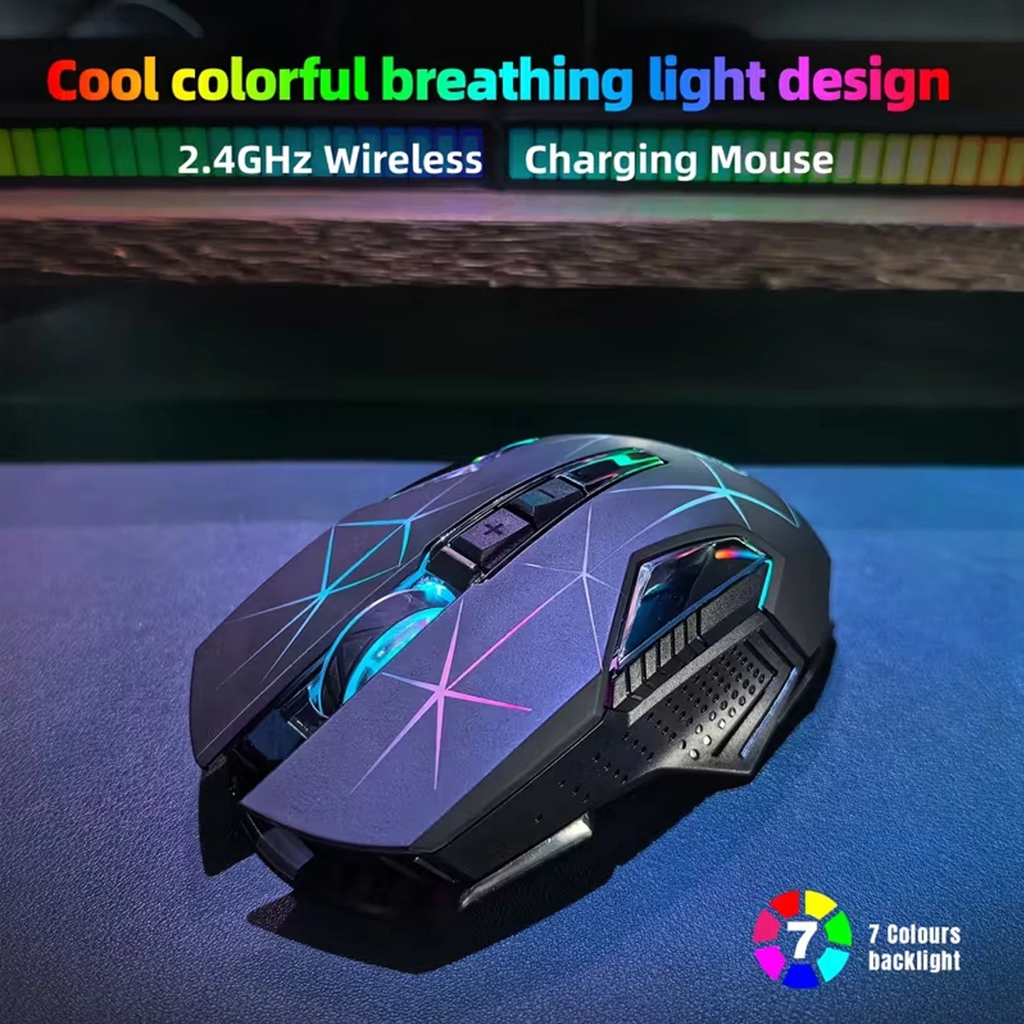 Wireless Gaming Mouse 2.4G Rechargeable Gaming Mouse with RGB Breathing Light, 2400 DPI, 6 Buttons, Instant Response Wireless Mouse for PC, Laptop & Gaming Switch