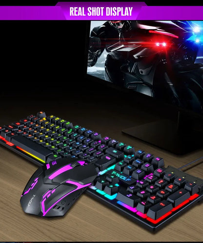 Spanish Keyboard with Ñ Russian Keyboard ISO 100% Layout 104 Keys Spanish Russian Gaming Keyboard Mouse Kit Backlight Wired T20