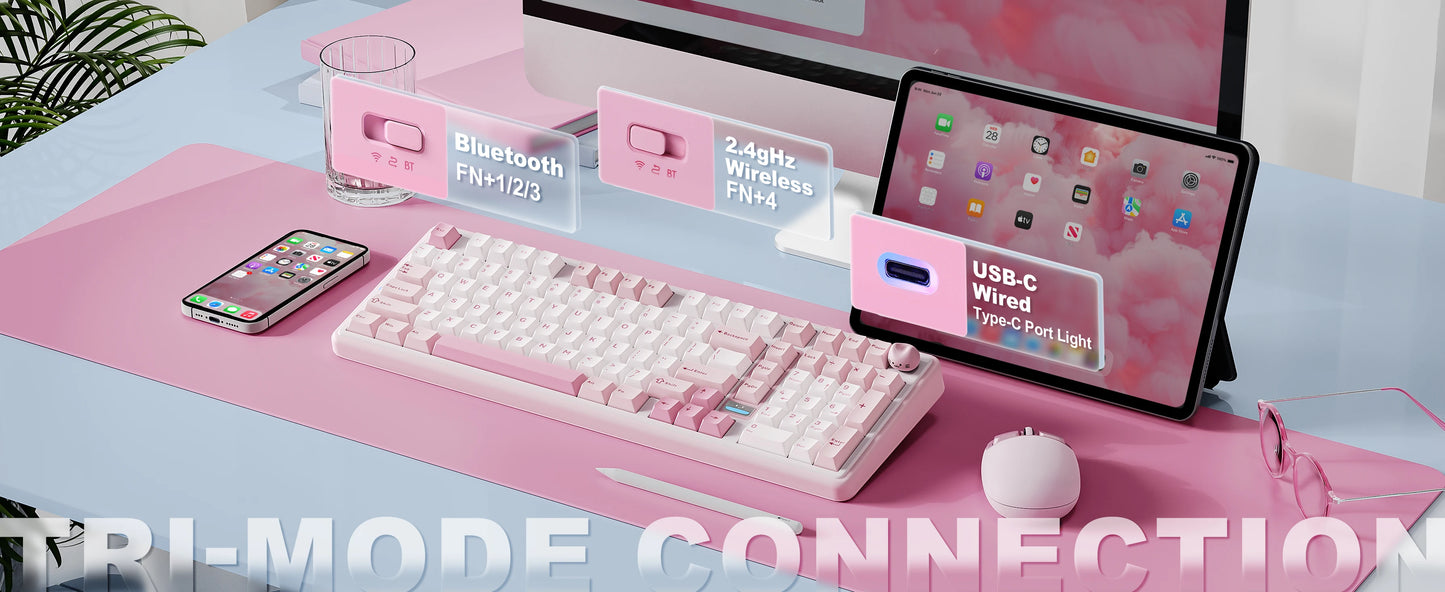 YUNZII B98 PRO QMK/VIA Wireless Mechanical Keyboard, 96% Layout Custom Gaming Keyboard, Hot-Swap Gasket RGB Keyboard for Win/Mac