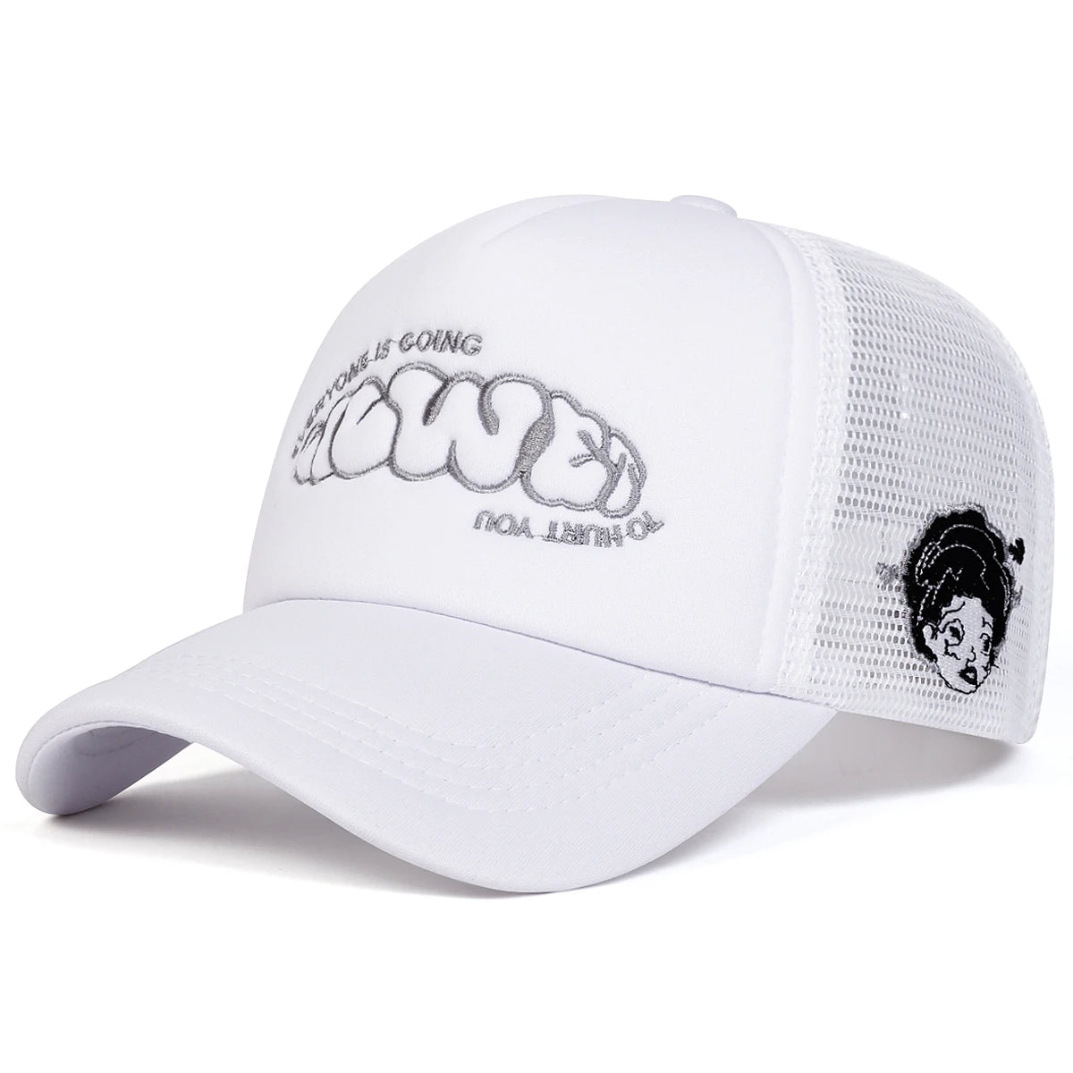 Unisex EVERYONE IS GOING Letter Embroidery Baseball Net Caps Adjustable Casual Hats Spring and Summer Outdoor Sunscreen Hat