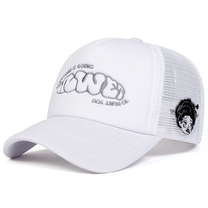 Unisex EVERYONE IS GOING Letter Embroidery Baseball Net Caps Adjustable Casual Hats Spring and Summer Outdoor Sunscreen Hat