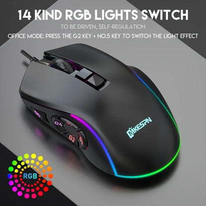 JOMAA X9 RGB Gaming Mouse, 10 Programmable Macro Wired Gaming Mouse, 12800 DPI RGB Wired Mouse for PC, Laptop, FPS, MOBA & Office