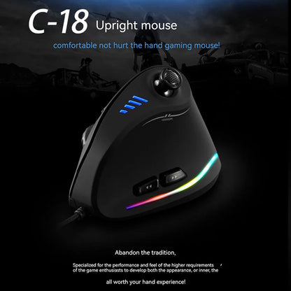 ZELOTES C-18 vertikalni miš s 11 tipki, optički miš s RGB joystickom, programabilni laserski gaming miš za PC računalo i gamere