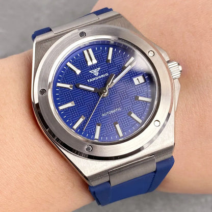 Tandorio New Black Luxury Business Engineer Style Men's Mechanical Watch Sapphire Glass 100m Waterproof NH35A Automatic Watches