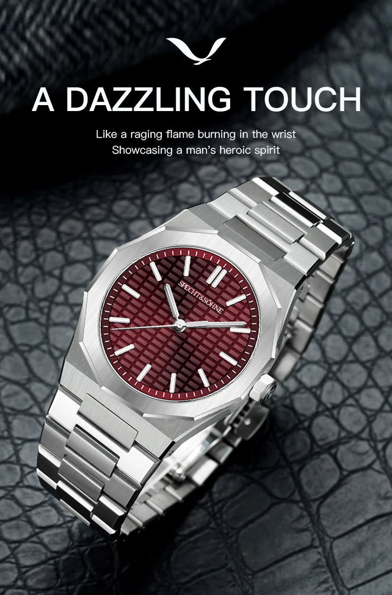 Novo relógio de pulso masculino Specht & Söhne 2026, raro e elegante, ultrafino, 38MM, em aço, cristal de safira, quartzo VH31