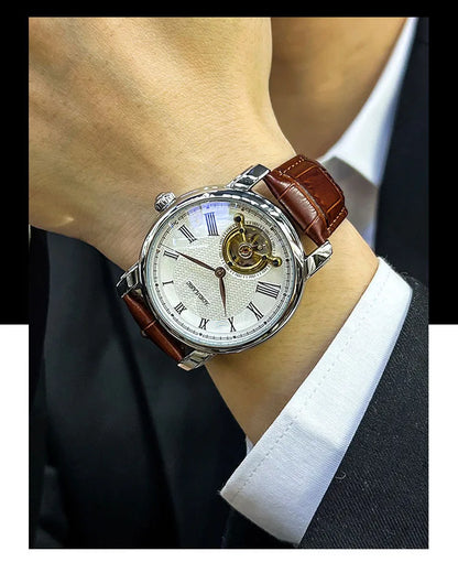 AOKULASIC Brand Men Mechanical Watch Fashion Luxury Business Tourbillion Wristwatch Male Waterproof Sport Automatic Casual Clock