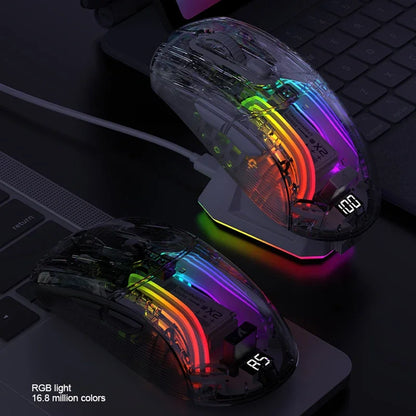 Attack Shark X2PRO Bluetooth Mouse Tri-Mode Wireless RGB Gaming Mouse with Magnetic Charging Dock, Transparent Design, Battery Indicator for PC, Laptop & Mobile
