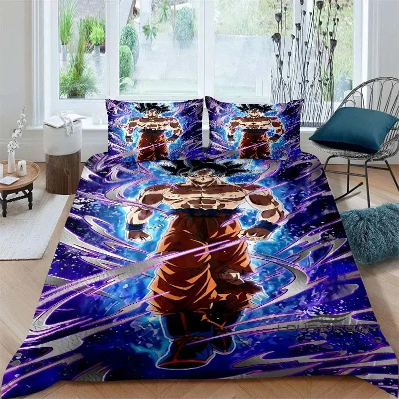 Posteljina s printom u temi crtića/animea Son Goku Dragon Ball: ovaj mekani i udobni set uključuje navlaku za poplun i jastučnicu