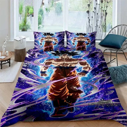 Posteljina s printom u temi crtića/animea Son Goku Dragon Ball: ovaj mekani i udobni set uključuje navlaku za poplun i jastučnicu