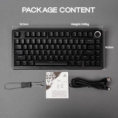 Aula F75 Wired Gaming Keyboard 75% RGB Backlight ABS Keycap Gasket Structure Hot Swappable Office Mechanical Keyboards With Knob