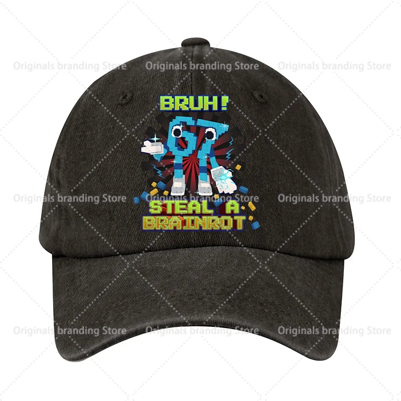 Steal A Brainrot 67 Children Baseball Cap Men Women Sun Hat New Adult Outdoor Sport Sunbonnet Retro Headgear Gift Hot Sales